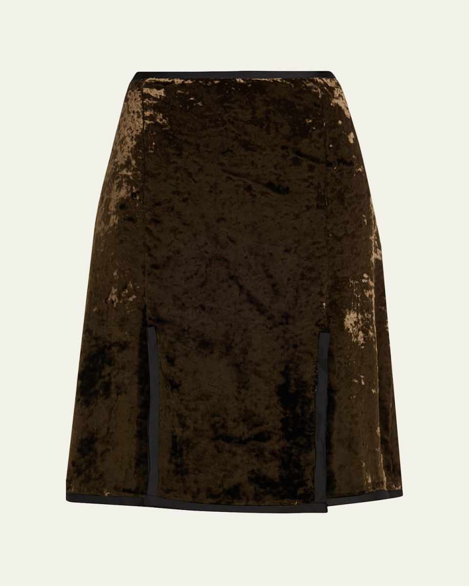 Crushed Velvet Slit Skirt